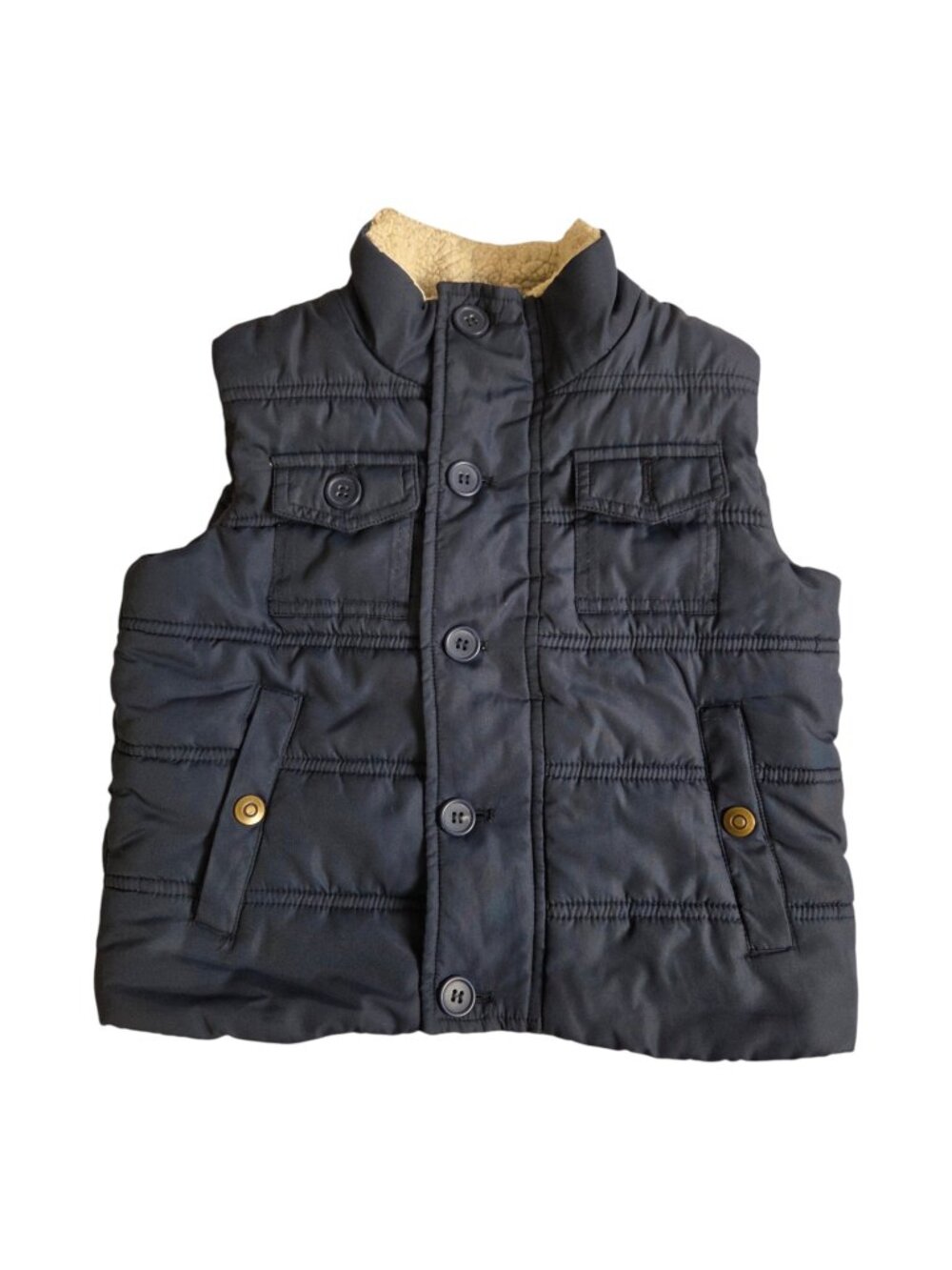 Bass Pro Shops Boys 3T Navy Puffer Vest Fleece Lined Outdoor Full Zip Closure